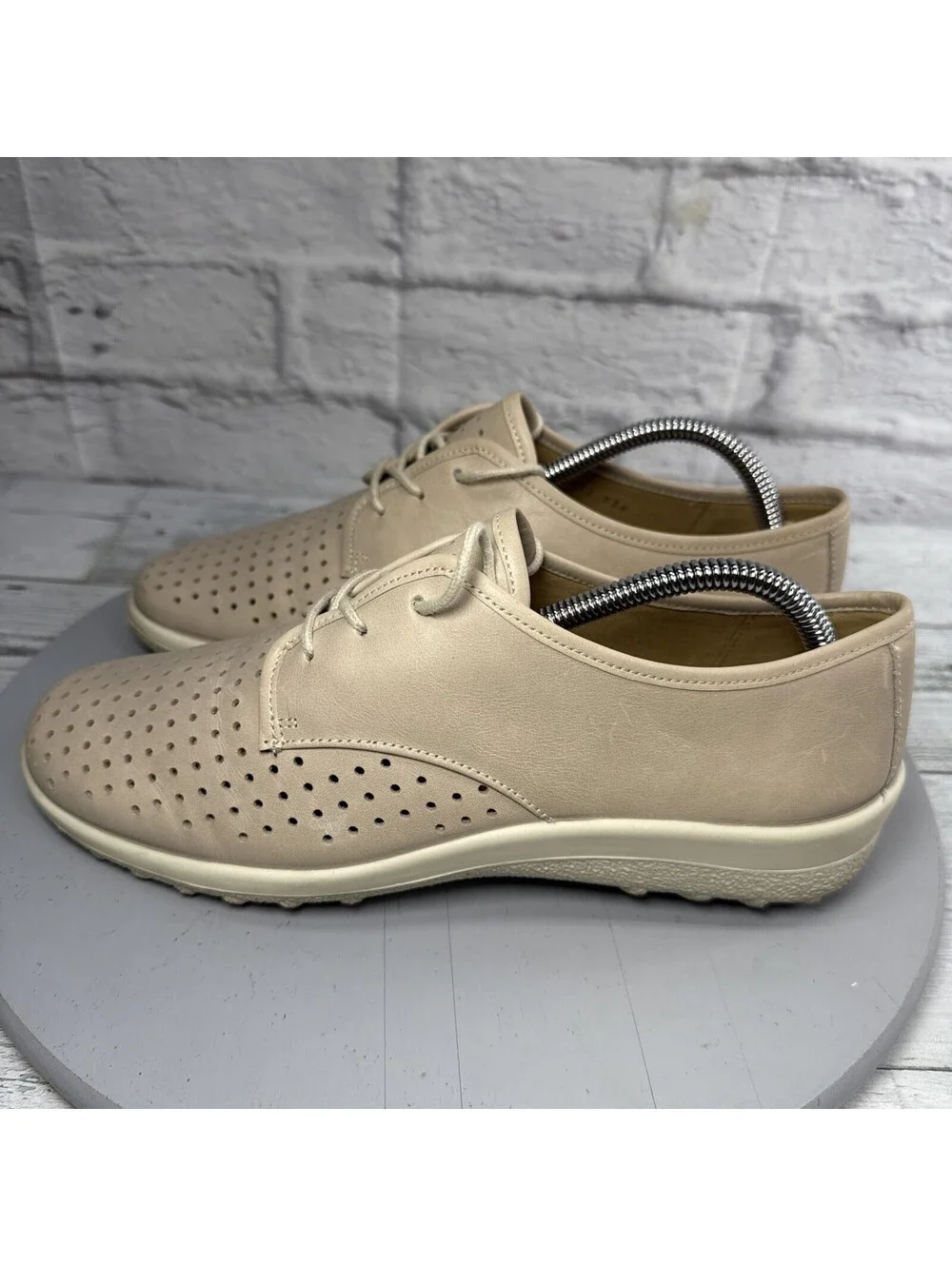 Hotter Ortholite Shoes Cushioned Women’s Beige Leather Lace Up Size 8.5